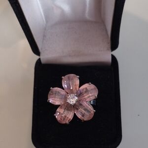 Avon Pink Blossom Ring with Silver Accents